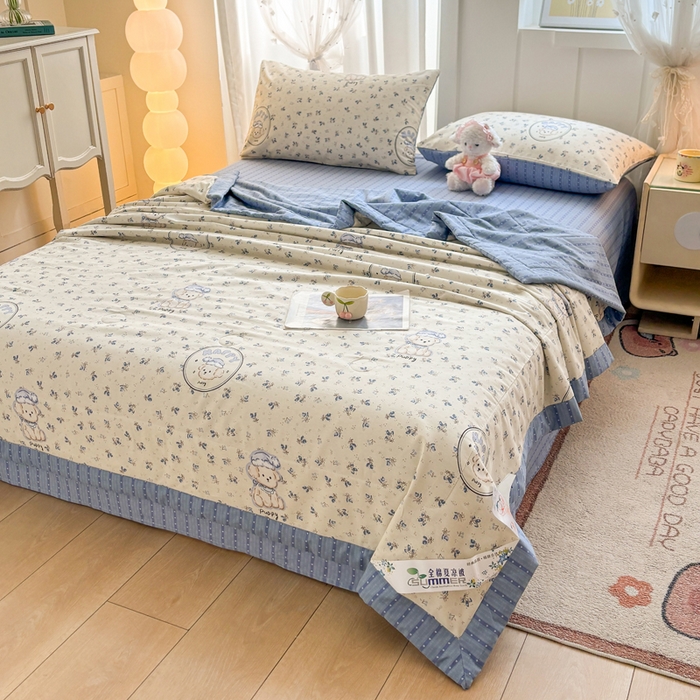 91家纺网 家纺一手货源 找家纺 羽梦家纺 2026新款新疆棉花全棉夏凉被被子被芯玲语小狗