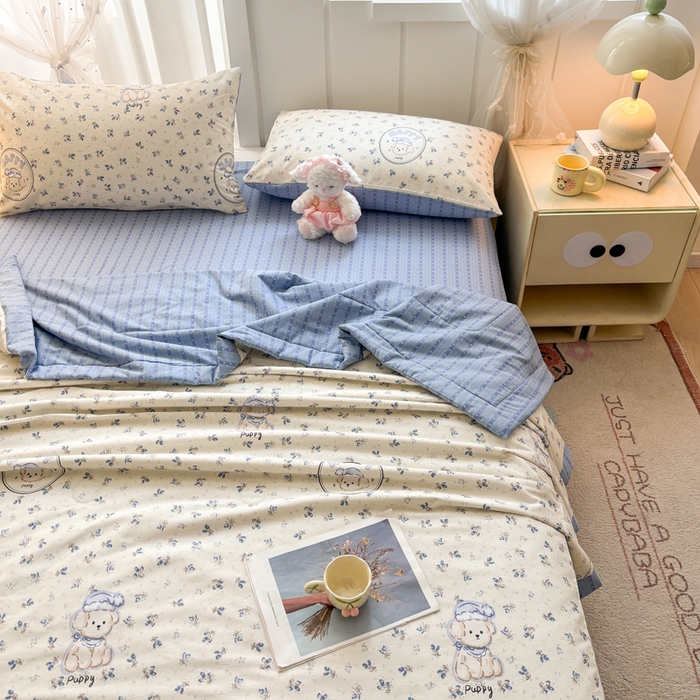 91家纺网 家纺一手货源 找家纺 羽梦家纺 2026新款新疆棉花全棉夏凉被被子被芯玲语小狗