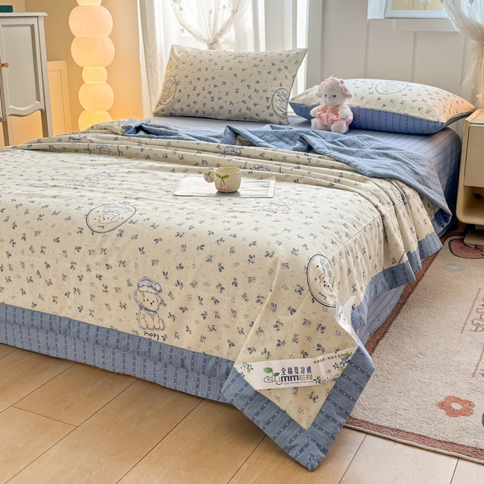 91家纺网 家纺一手货源 找家纺 羽梦家纺 2026新款新疆棉花全棉夏凉被被子被芯玲语小狗