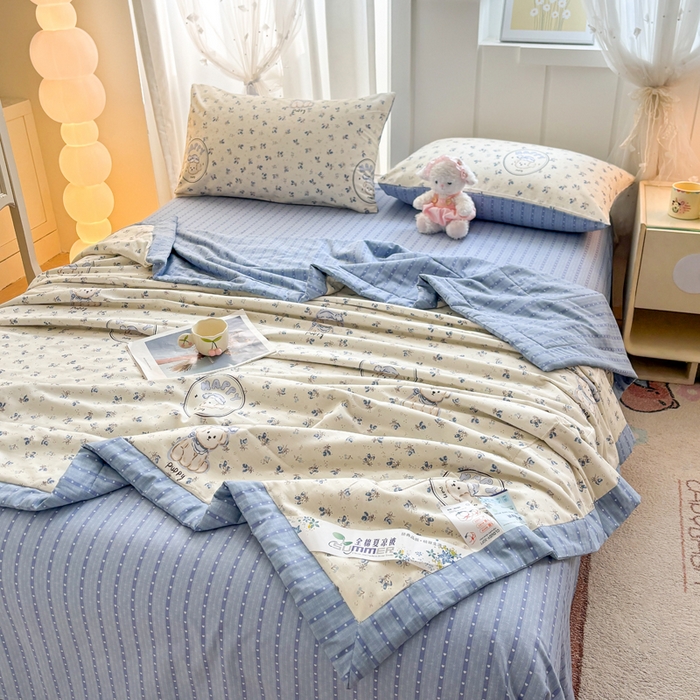 91家纺网 家纺一手货源 找家纺 羽梦家纺 2026新款新疆棉花全棉夏凉被被子被芯玲语小狗