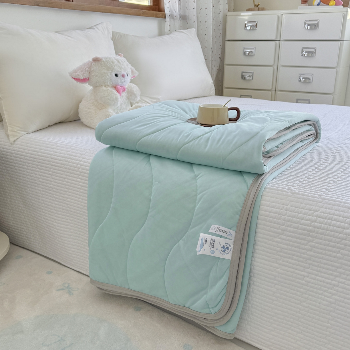 91家纺网 家纺一手货源 找家纺 （总）默忆 2026春夏新款绗缝冰激凌凉感丝夏被夏凉被空调被