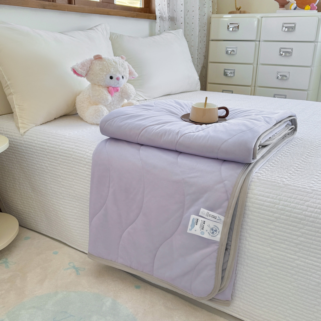 91家纺网 家纺一手货源 找家纺 （总）默忆 2026春夏新款绗缝冰激凌凉感丝夏被夏凉被空调被