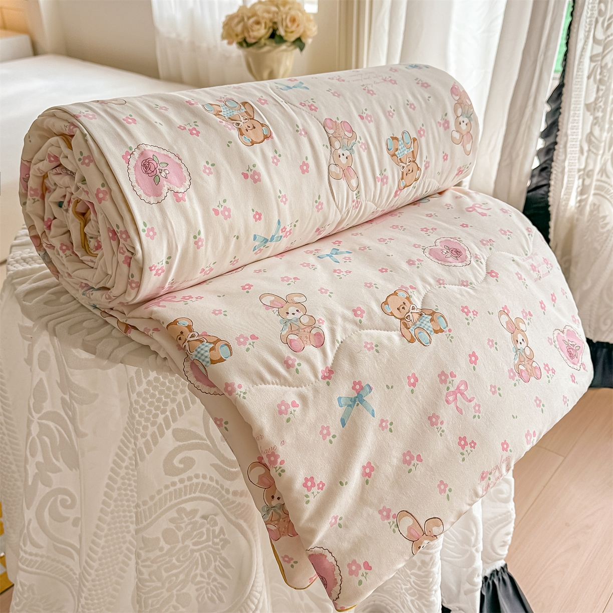 91家纺网 家纺一手货源 找家纺 （总）招财星家纺 2026新款A类水洗棉皱绉纱夏被空调被印花夏凉被子被芯（带质检报告买家秀）