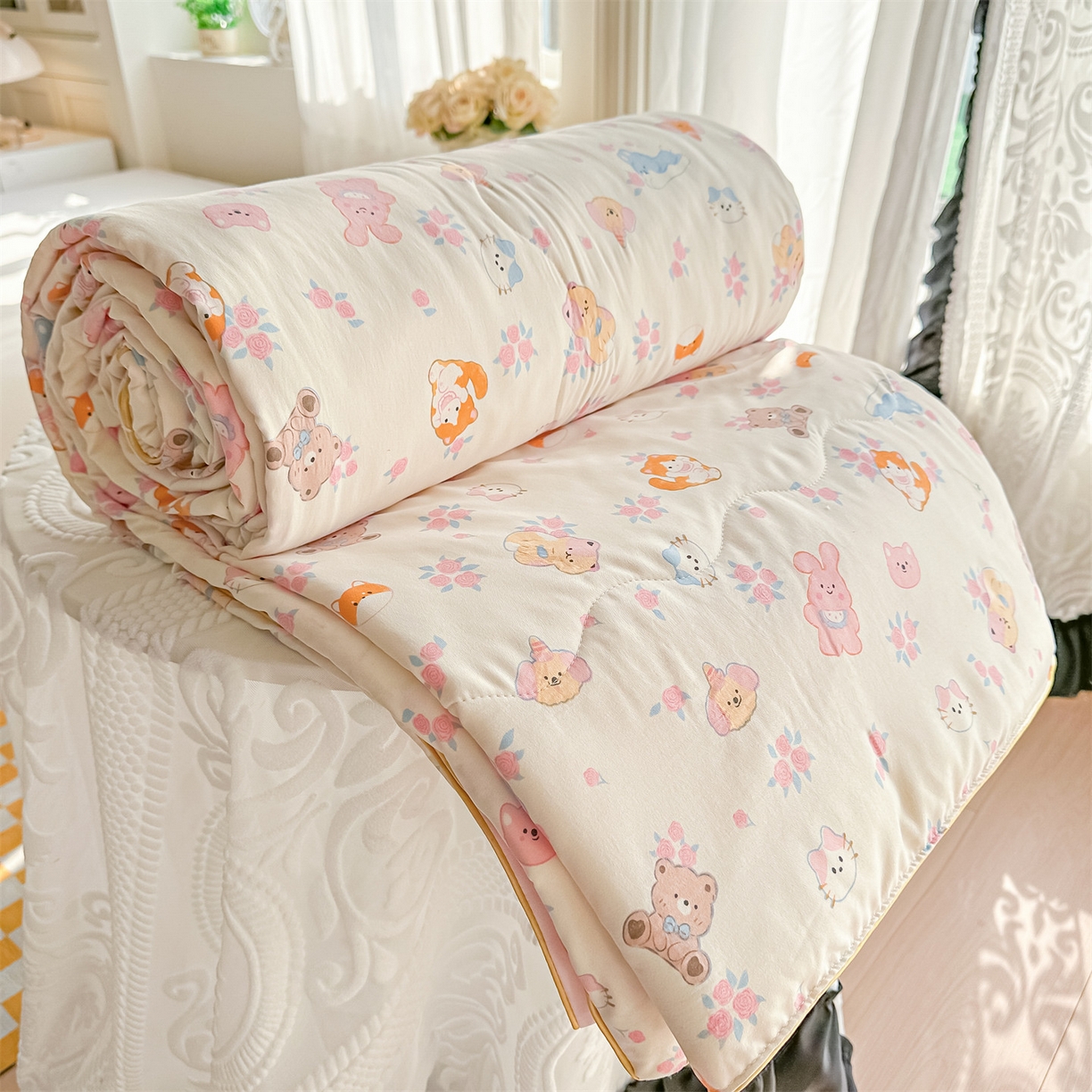 91家纺网 家纺一手货源 找家纺 （总）招财星家纺 2026新款A类水洗棉皱绉纱夏被空调被印花夏凉被子被芯（带质检报告买家秀）