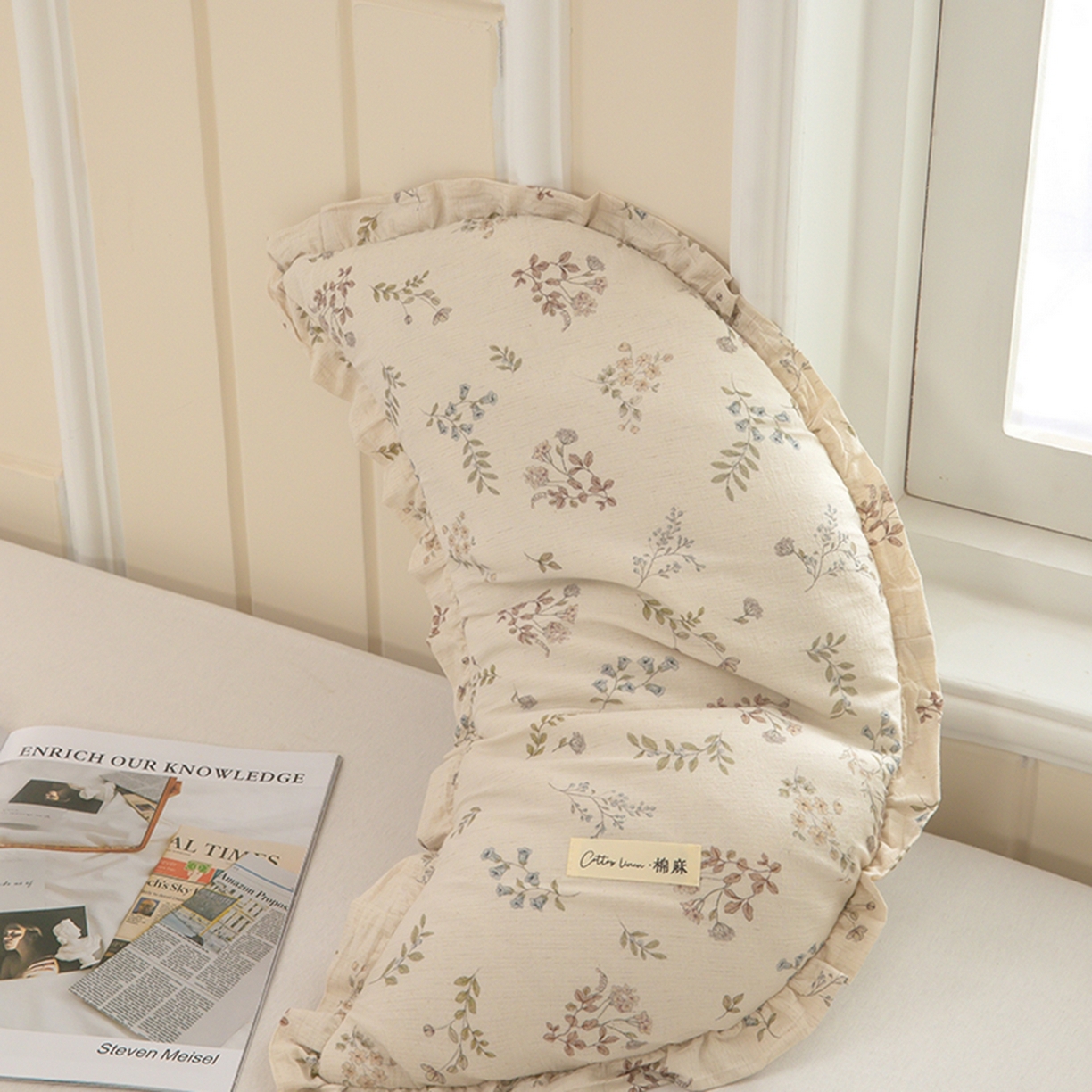 91家纺网 家纺一手货源 找家纺 枕之坊 2026新款棉麻月牙荞麦枕枕头枕芯 棉麻月牙-林间花语