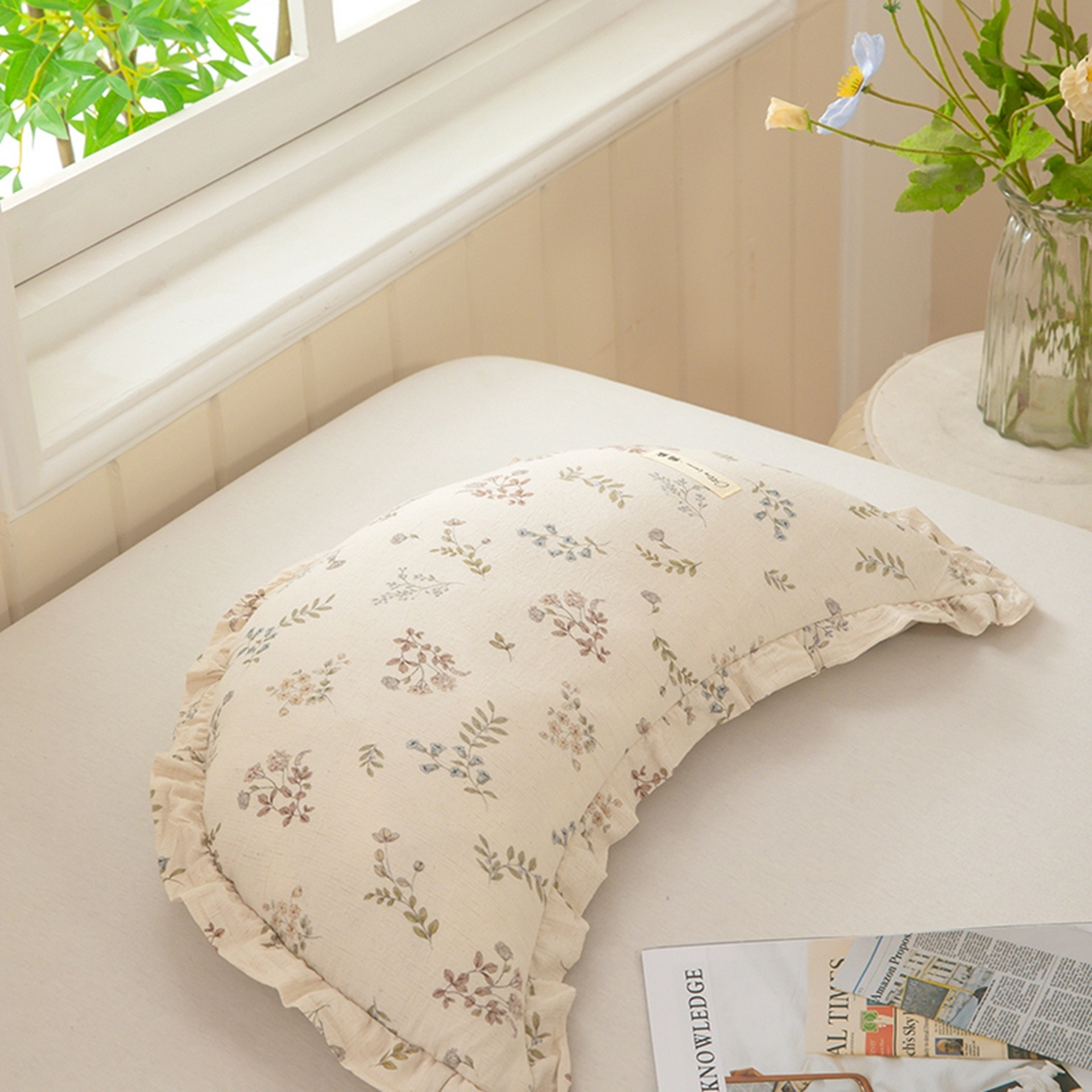 91家纺网 家纺一手货源 找家纺 枕之坊 2026新款棉麻月牙荞麦枕枕头枕芯 棉麻月牙-林间花语