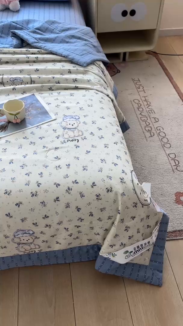 91家纺网 家纺一手货源 找家纺 羽梦家纺 2026新款新疆棉花全棉夏凉被被子被芯玲语小狗