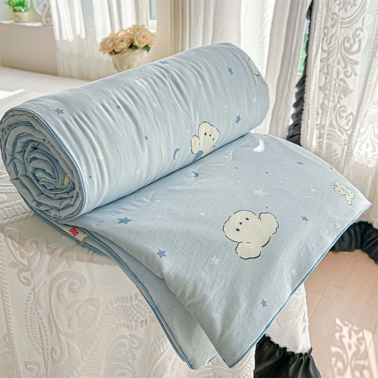 91家纺网 家纺一手货源 找家纺 （总）招财星家纺 2026新款A类水洗棉皱绉纱夏被空调被印花夏凉被子被芯（带质检报告买家秀）