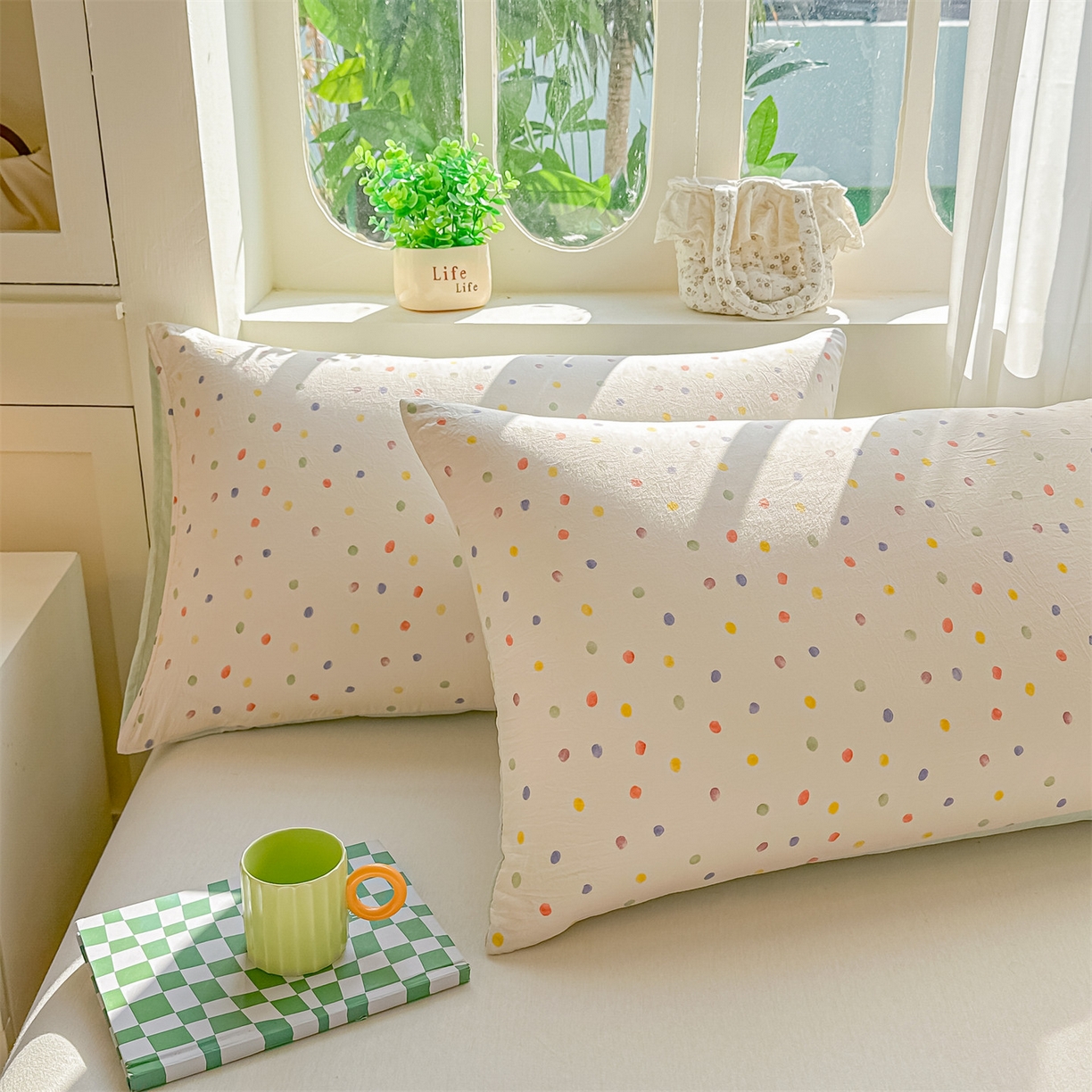 91家纺网 家纺一手货源 找家纺 招财星家纺 2026新款A类水洗棉皱绉纱夏被空调被印花夏凉被子被芯（带质检报告买家秀） 彩色波点