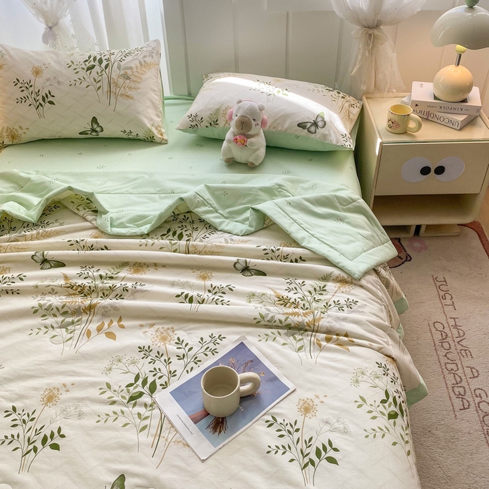 91家纺网 家纺一手货源 找家纺 羽梦家纺 2026新款新疆棉花全棉夏凉被被子被芯绿意盎然