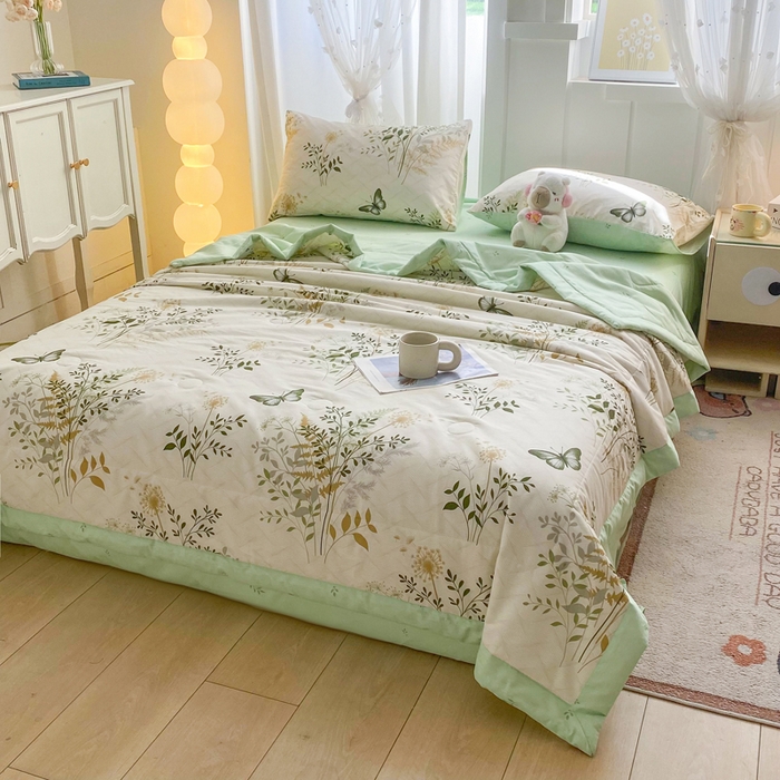 91家纺网 家纺一手货源 找家纺 羽梦家纺 2026新款新疆棉花全棉夏凉被被子被芯绿意盎然