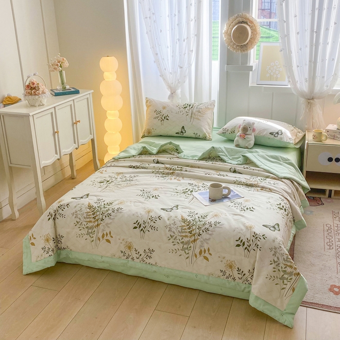 91家纺网 家纺一手货源 找家纺 羽梦家纺 2026新款新疆棉花全棉夏凉被被子被芯绿意盎然