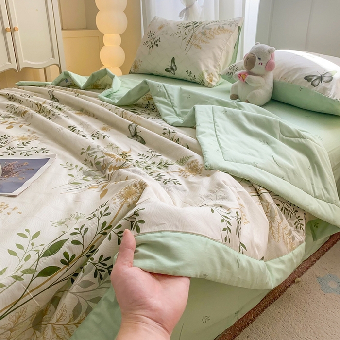 91家纺网 家纺一手货源 找家纺 羽梦家纺 2026新款新疆棉花全棉夏凉被被子被芯绿意盎然