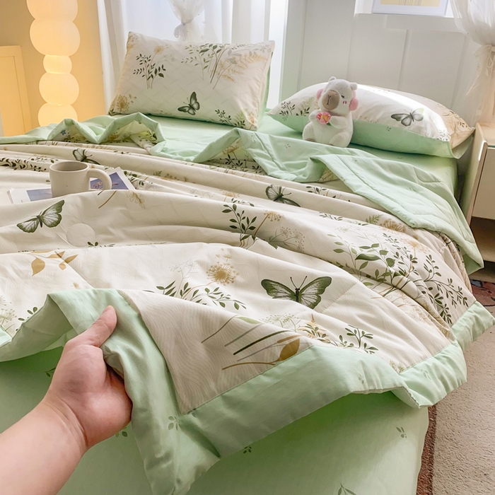 91家纺网 家纺一手货源 找家纺 羽梦家纺 2026新款新疆棉花全棉夏凉被被子被芯绿意盎然