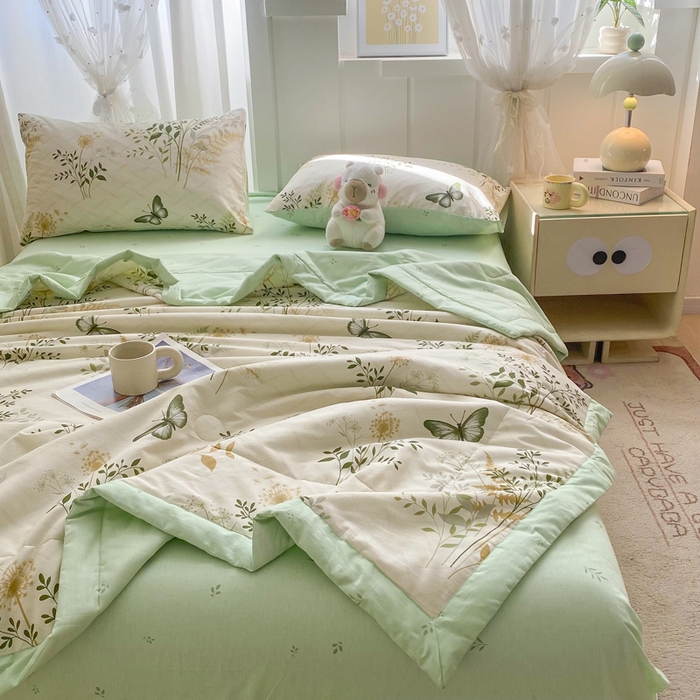 91家纺网 家纺一手货源 找家纺 羽梦家纺 2026新款新疆棉花全棉夏凉被被子被芯绿意盎然