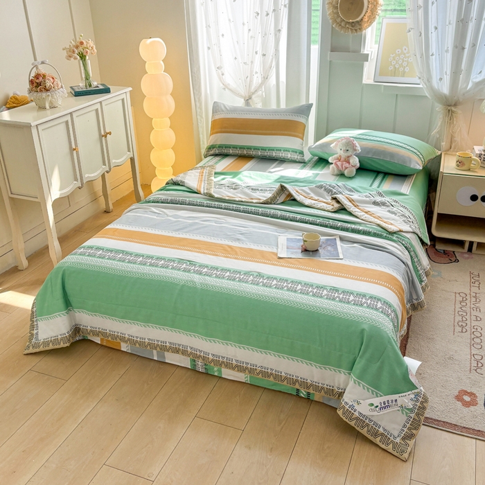 91家纺网 家纺一手货源 找家纺 羽梦家纺 2026新款新疆棉花全棉夏凉被被子被芯曼波绿