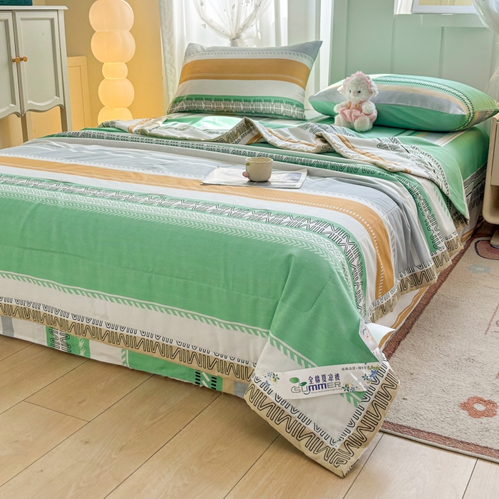 91家纺网 家纺一手货源 找家纺 羽梦家纺 2026新款新疆棉花全棉夏凉被被子被芯曼波绿