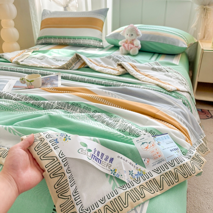 91家纺网 家纺一手货源 找家纺 羽梦家纺 2026新款新疆棉花全棉夏凉被被子被芯曼波绿