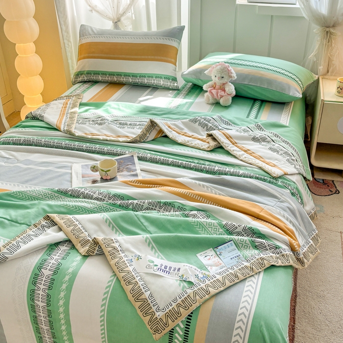 91家纺网 家纺一手货源 找家纺 羽梦家纺 2026新款新疆棉花全棉夏凉被被子被芯曼波绿
