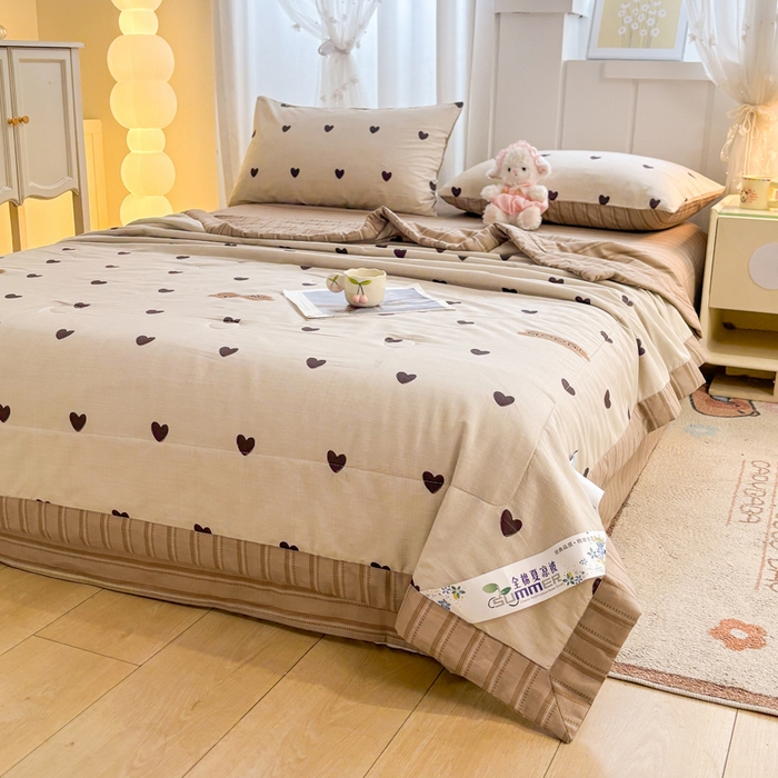 91家纺网 家纺一手货源 找家纺 羽梦家纺 2026新款新疆棉花全棉夏凉被被子被芯迷你爱心