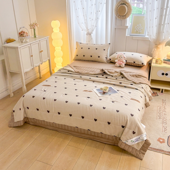 91家纺网 家纺一手货源 找家纺 羽梦家纺 2026新款新疆棉花全棉夏凉被被子被芯迷你爱心