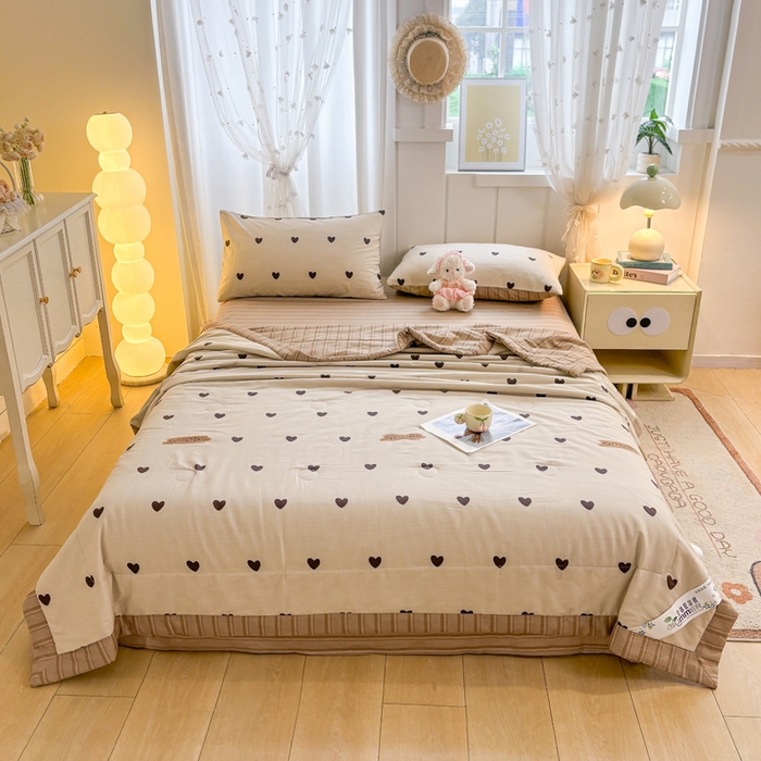 91家纺网 家纺一手货源 找家纺 羽梦家纺 2026新款新疆棉花全棉夏凉被被子被芯迷你爱心