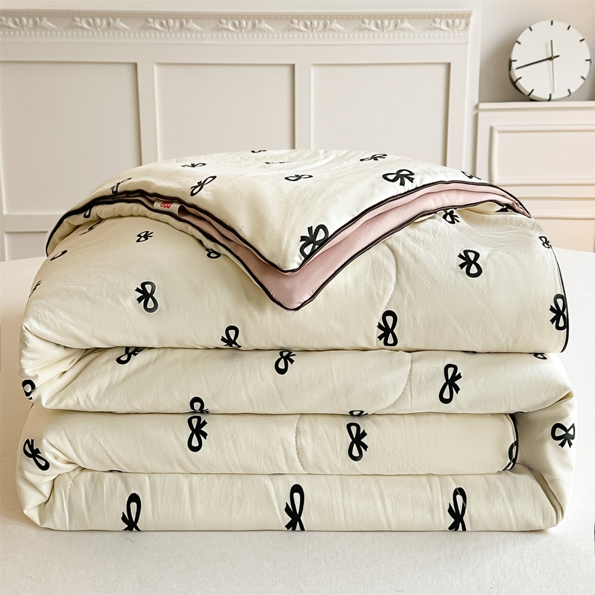 91家纺网 家纺一手货源 找家纺 招财星家纺 2026新款A类水洗棉皱绉纱夏被空调被印花夏凉被子被芯（带质检报告买家秀） 蝴蝶结