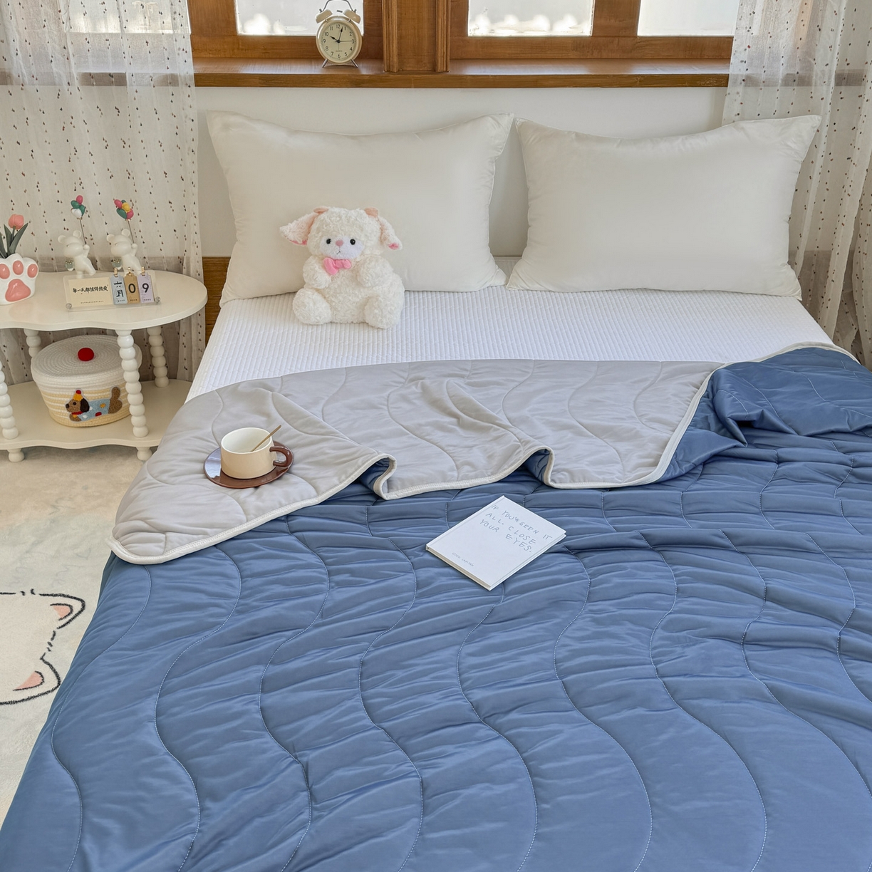 91家纺网 家纺一手货源 找家纺 默忆 2026春夏新款绗缝冰激凌凉感丝夏被夏凉被空调被 古典兰