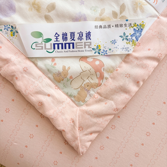 91家纺网 家纺一手货源 找家纺 羽梦家纺 2026新款新疆棉花全棉夏凉被被子被芯蘑菇小兔