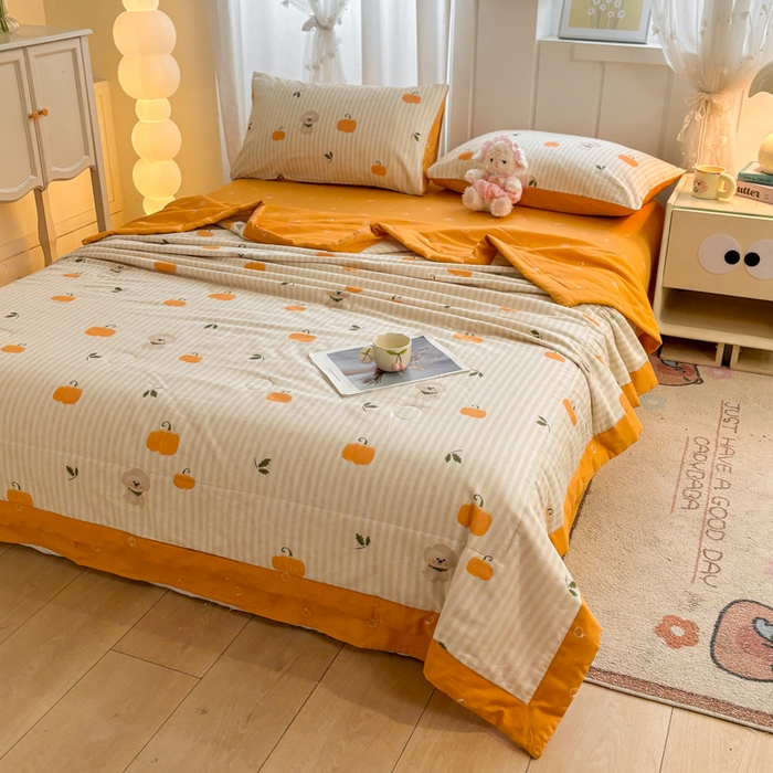 91家纺网 家纺一手货源 找家纺 羽梦家纺 2026新款新疆棉花全棉夏凉被被子被芯南瓜小狗