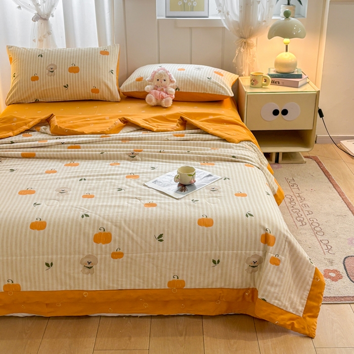 91家纺网 家纺一手货源 找家纺 羽梦家纺 2026新款新疆棉花全棉夏凉被被子被芯南瓜小狗