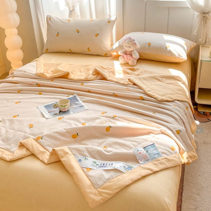 91家纺网 家纺一手货源 找家纺 羽梦家纺 2026新款新疆棉花全棉夏凉被被子被芯柠檬小镇