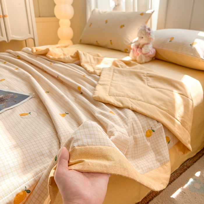 91家纺网 家纺一手货源 找家纺 羽梦家纺 2026新款新疆棉花全棉夏凉被被子被芯柠檬小镇