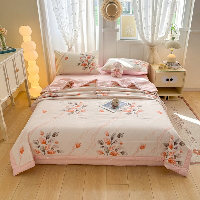 91家纺网 家纺一手货源 找家纺 羽梦家纺 2026新款新疆棉花全棉夏凉被被子被芯泊影枫叶