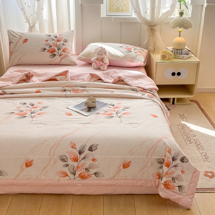 91家纺网 家纺一手货源 找家纺 羽梦家纺 2026新款新疆棉花全棉夏凉被被子被芯泊影枫叶