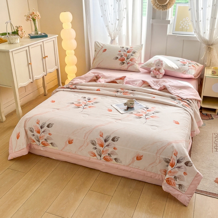 91家纺网 家纺一手货源 找家纺 羽梦家纺 2026新款新疆棉花全棉夏凉被被子被芯泊影枫叶