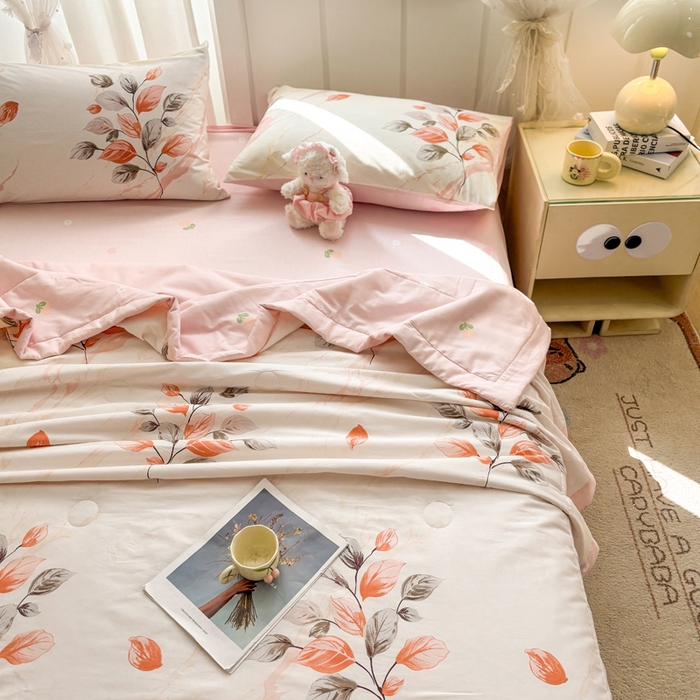 91家纺网 家纺一手货源 找家纺 羽梦家纺 2026新款新疆棉花全棉夏凉被被子被芯泊影枫叶