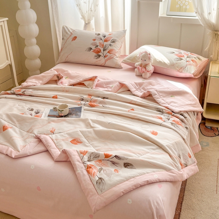 91家纺网 家纺一手货源 找家纺 羽梦家纺 2026新款新疆棉花全棉夏凉被被子被芯泊影枫叶