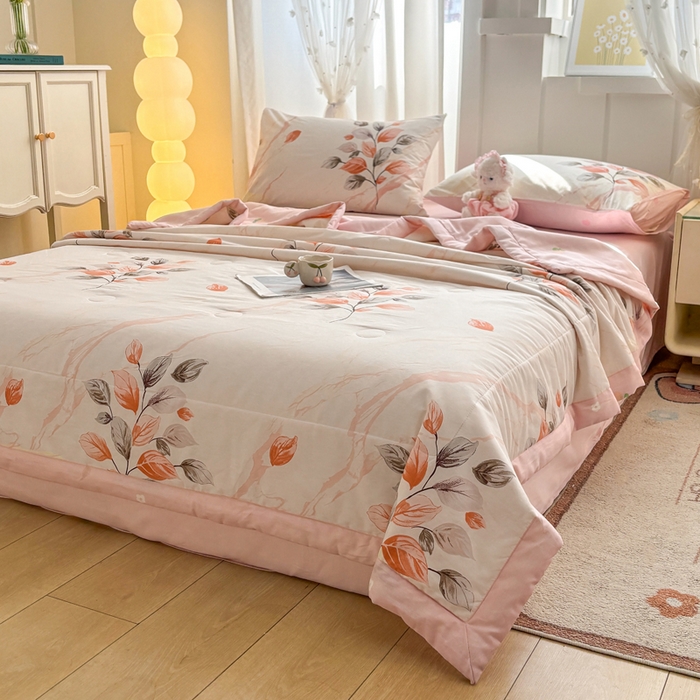 91家纺网 家纺一手货源 找家纺 羽梦家纺 2026新款新疆棉花全棉夏凉被被子被芯泊影枫叶