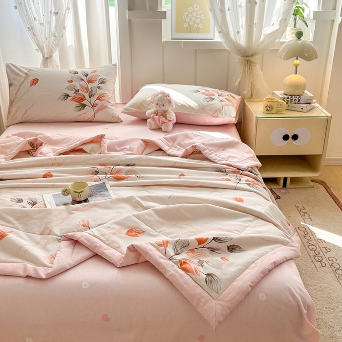 91家纺网 家纺一手货源 找家纺 羽梦家纺 2026新款新疆棉花全棉夏凉被被子被芯泊影枫叶