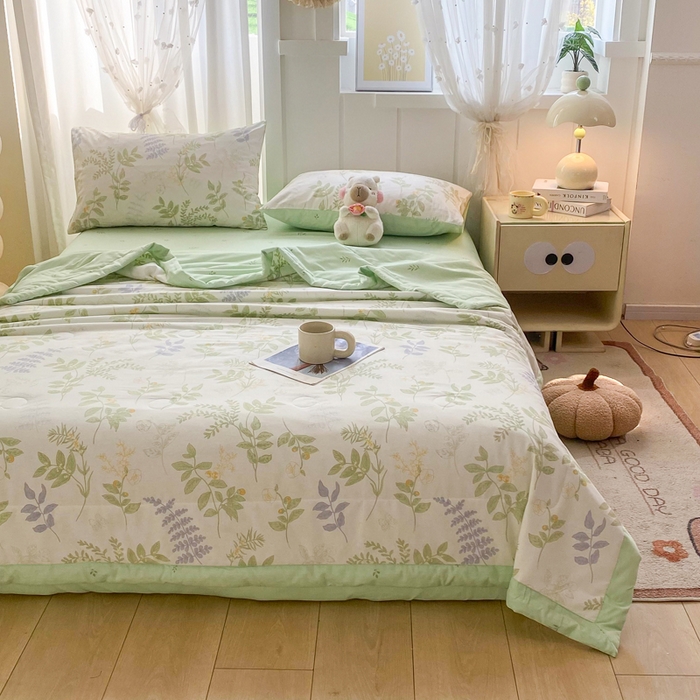 91家纺网 家纺一手货源 找家纺 羽梦家纺 2026新款新疆棉花全棉夏凉被被子被芯沁雨花叶