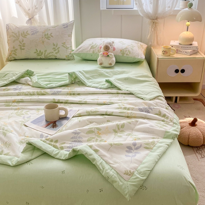 91家纺网 家纺一手货源 找家纺 羽梦家纺 2026新款新疆棉花全棉夏凉被被子被芯沁雨花叶