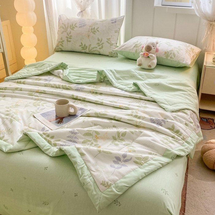 91家纺网 家纺一手货源 找家纺 羽梦家纺 2026新款新疆棉花全棉夏凉被被子被芯沁雨花叶