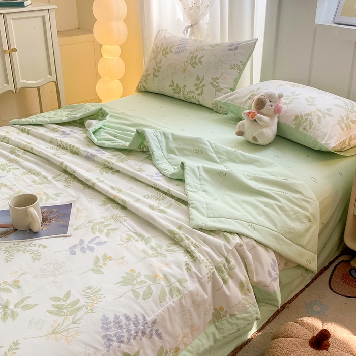 91家纺网 家纺一手货源 找家纺 羽梦家纺 2026新款新疆棉花全棉夏凉被被子被芯沁雨花叶