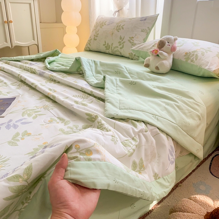 91家纺网 家纺一手货源 找家纺 羽梦家纺 2026新款新疆棉花全棉夏凉被被子被芯沁雨花叶