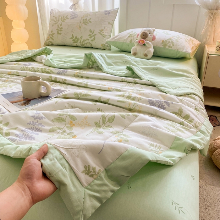 91家纺网 家纺一手货源 找家纺 羽梦家纺 2026新款新疆棉花全棉夏凉被被子被芯沁雨花叶