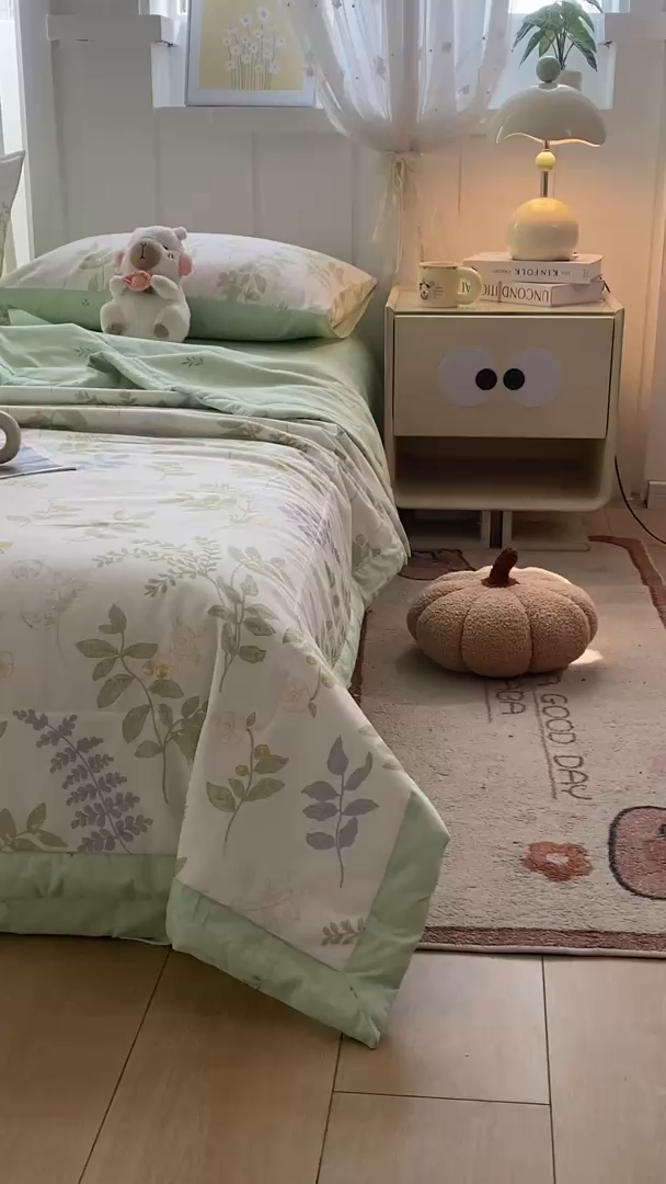 91家纺网 家纺一手货源 找家纺 羽梦家纺 2026新款新疆棉花全棉夏凉被被子被芯沁雨花叶