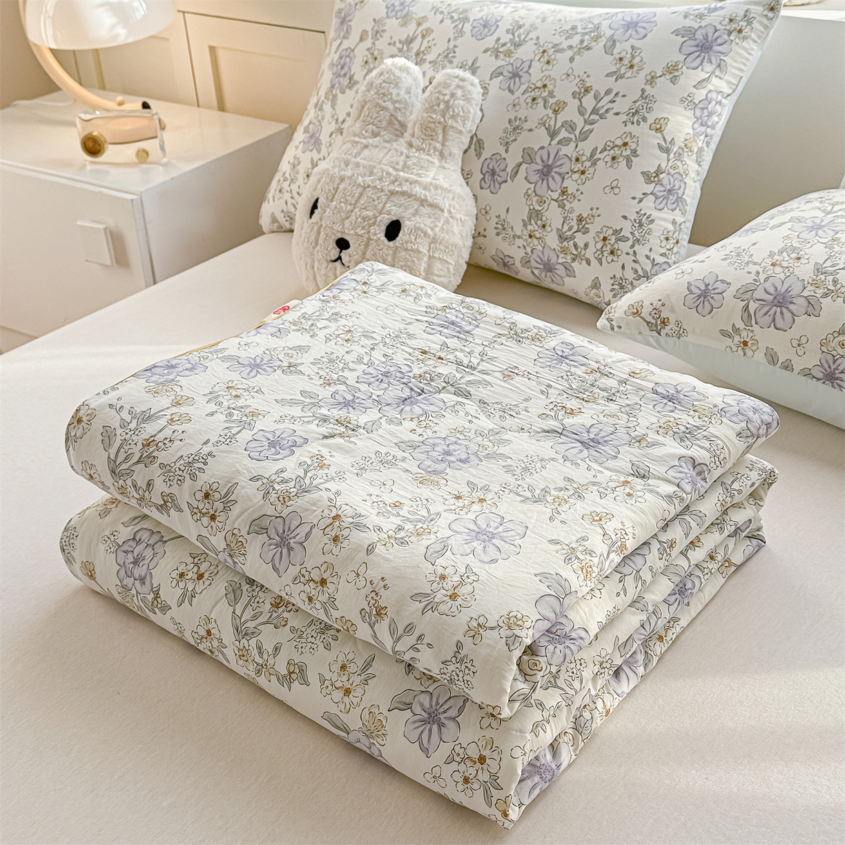 91家纺网 家纺一手货源 找家纺 招财星家纺 2026新款A类水洗棉皱绉纱夏被空调被印花夏凉被子被芯（带质检报告买家秀） 静谧花园