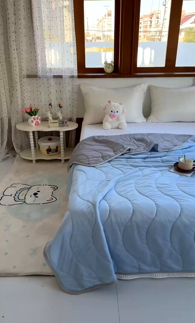 91家纺网 家纺一手货源 找家纺 （总）默忆 2026春夏新款绗缝冰激凌凉感丝夏被夏凉被空调被