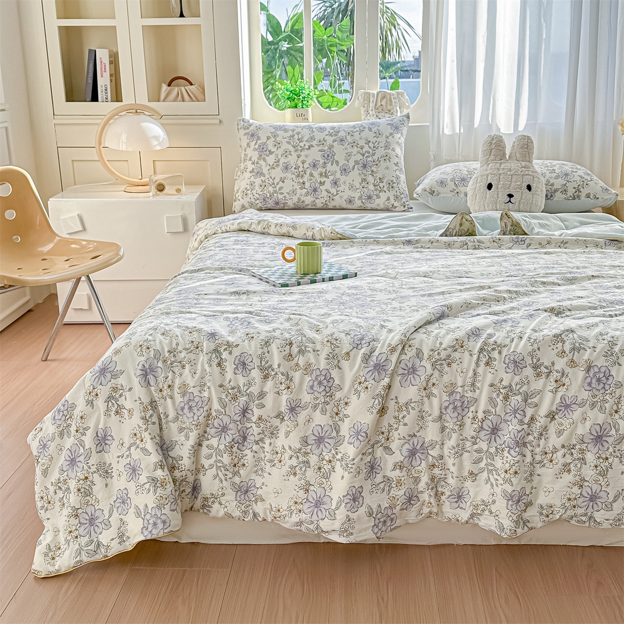 91家纺网 家纺一手货源 找家纺 招财星家纺 2026新款A类水洗棉皱绉纱夏被空调被印花夏凉被子被芯（带质检报告买家秀） 静谧花园